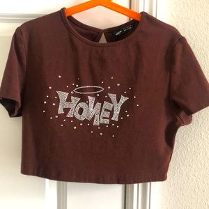 SHEIN Honey Gemstone Crop-Top